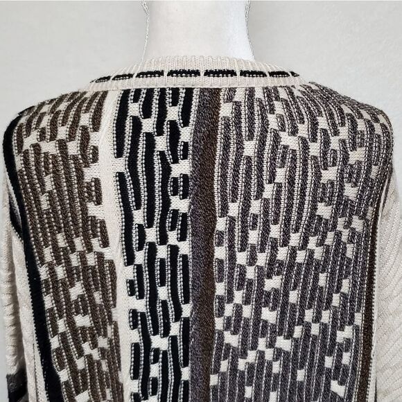 VINTAGE 1980s SW Casuals Barcode Corded Cream Brown Crewneck Knit Sweater 3XLT - Picture 9 of 11